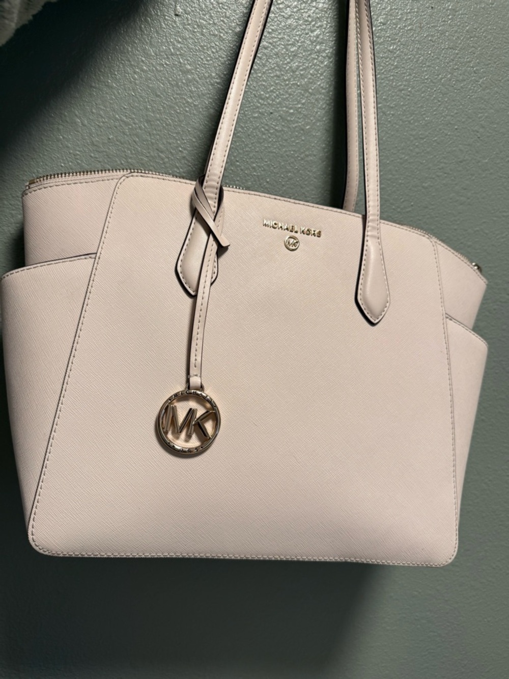 Michael Kors Saffiano Leather Tote with Gold MK Charm